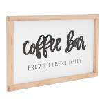 Farmlyn Creek Coffee Bar Sign, Wooden Farmhouse Coffee Bar Decor with Hooks, 16 x 9 In