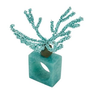 Saro Lifestyle Coral Breeze Beaded Resin Napkin Ring (Set of 4) - 1 of 3