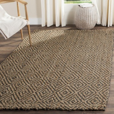Natural Grey Handwoven Jute Area Rug 5' x 8'
