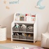 MAYEERTY Bookshelf with 6 Fabric Storage Bins, Multifunctional Children's Bookcase and Toy Organzier White - 4 of 4