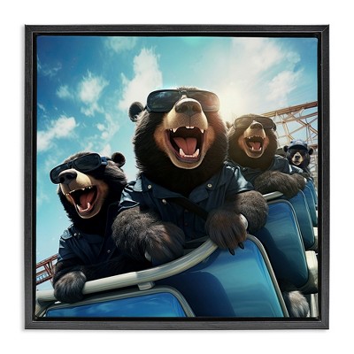 Stupell Industries Bears on Rollercoaster Floating Frame Canvas Art