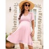 Clearlove Women's Dress V Neck Short Sleeve Polka Dot Midi Maternity Dress Summer Casual - 3 of 4