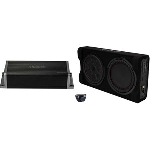 Kicker 47KEY2004 4-Channel DSP Smart Amplifier, 4x50W w/ 51PTRTP12 12" 500w Powered Down Firing Loaded Subwoofer Enclosure Bundle - 1 of 4