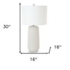 HomeRoots Set of Two 30" White Textured Ceramic Table Lamps With White Drum Shades - 3 of 4