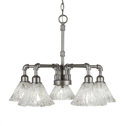 Toltec Lighting Vintage 5 - Light Chandelier in  Aged Silver with 7" Italian Ice Shade - image 1 of 1