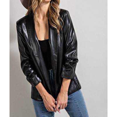 Women's Faux Leather Blazer - ee:some