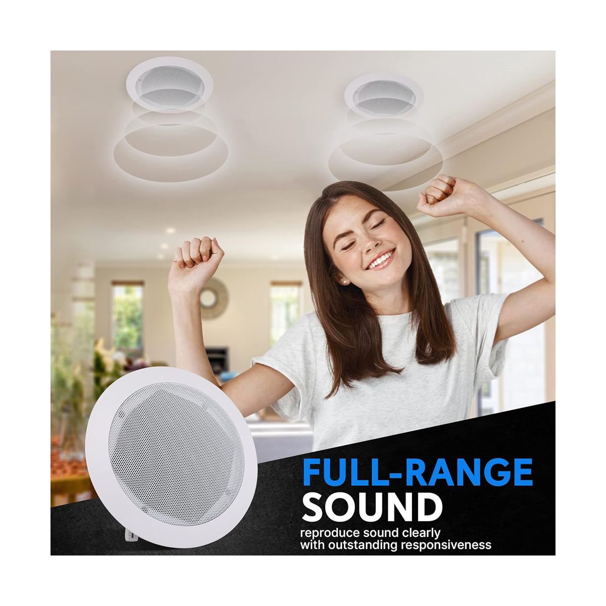 Pyle 5.25" In-Wall/Ceiling Speakers with 70V Transformer - 2-Way, 300W - PDIC53T - thumbnail 5