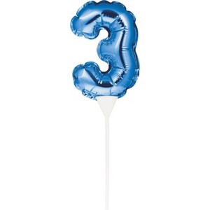 Number 3 Balloon Cake Topper Blue