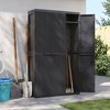 vidaXL Outdoor Storage Cabinet Black - 38.2"x14.6"x65" - Weather Resistant Polypropylene Utility Garden Cupboard - 2 of 4