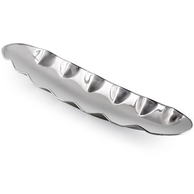 Classic Touch Stainless Steel Boat Dish With Wavy Edge