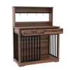 APRILSOUL 38" Dog Crate Furniture, Heavy Duty Cage Table, 2 Storage Drawers, Shelves, Sliding Door Side End Table, Indoor Dogs£¬Brown - 3 of 4