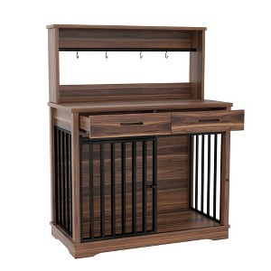 YOOCOZZ 38" Heavy Duty Dog Crate with 2 Drawers and Shelves - Brown - 1 of 4