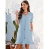 Women's V Neck Puff Sleeve Mini Dress Bow Detail Flowy Summer Party Dress Casual Sundress - 3 of 4