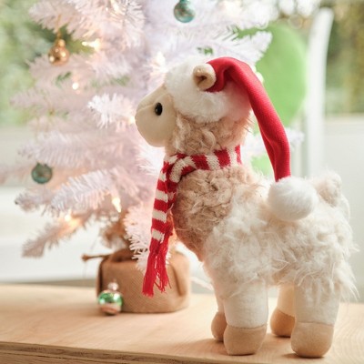 Holly the Holiday Llama Plush with Santa Hat and Scarf, 10 Inches