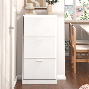 Shoe Cabinet with 3 Flip Drawers, Freestanding Shoe Storage Organizer, Hidden Narrow Shoe Rack for Entrance Hallway Living Room - 1 of 4