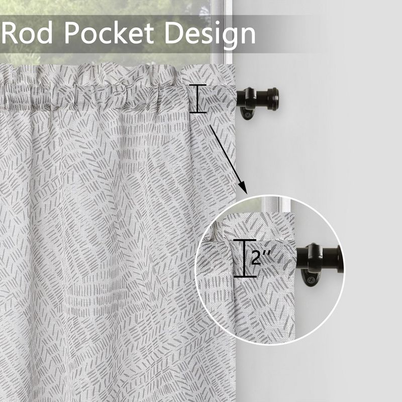 Linen Blend Rod Pocket Short Kitchen Tier Curtains, 52" x 36", 3 of 6