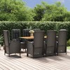 vidaXL 9-Piece Patio Dining Set - Black Poly Rattan with Reclining Chairs, Thick Cushions, and Acacia Wood Tabletop - 2 of 4