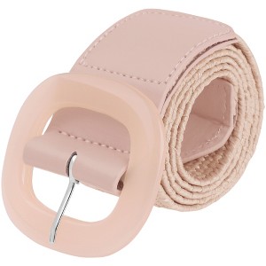 INSPIRE CHIC Women Woven Wide Stretch Straw Rattan Plastic Buckle Elastic Belts 1Pc - 1 of 4