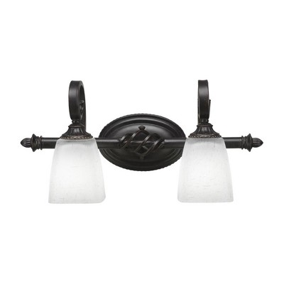 Toltec Lighting Elegante 2 - Light Vanity in  Dark Granite with 4.5" Square White Muslin Shade