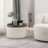 KINWELL Round Upholstered Pouf Ottoman Footrest - 2 of 4
