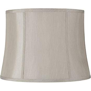 Springcrest Medium Round Softback Gray Lamp Shade 14" Top x 16" Bottom x 12" High (Spider) Replacement with Harp and Finial