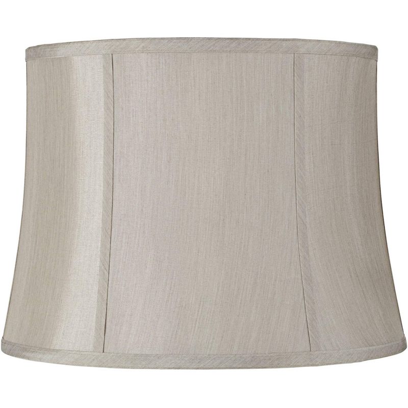 Springcrest Medium Round Softback Gray Lamp Shade 14" Top x 16" Bottom x 12" High (Spider) Replacement with Harp and Finial, 1 of 8