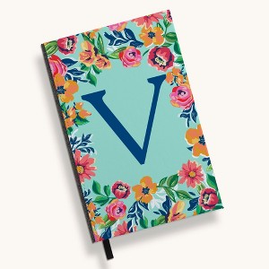 Personalization Mall Flowery Initial Journal, Blue Aqua - 1 of 4