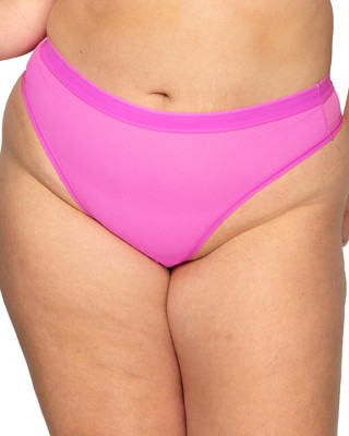 Curvy Couture Women's Plus Size No-show Lace High Cut Brief Panty