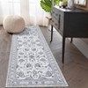 Washable Vintage Foral Rug Non Slip Low Pile Rug Soft Throw Floor Cover Foldable Indoor Carpet for Living Room Bedroom Playroom Nursery - 3 of 4