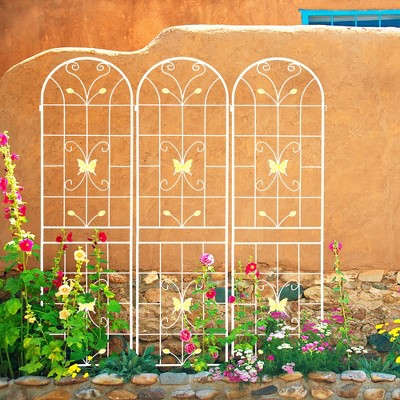 Maggift Patio Decorative Screens, Iron Arch Decoration Garden Trellis, for Outdoor for Climbing Plants Support, Flowerbed, White, 80"*19.7"*86.7"