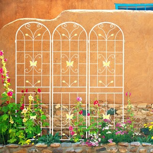 Syemin Patio Decorative Screens, Iron Arch Decoration Garden Trellis, for Outdoor for Climbing Plants Support, Flowerbed, White, 80"*19.7"*86.7" - 1 of 4