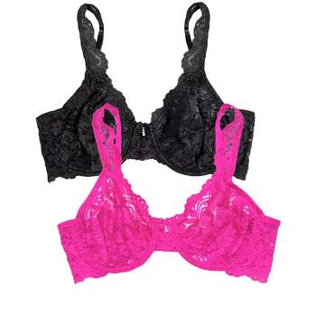 Smart & Sexy Womens Signature Lace Push-up Bra 2-pack Black Hue/m Pink 38c  : Target