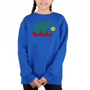 LA Pop Art Christmas Elf Hat - Girl's Word Art Crewneck Sweatshirt - 1 of 3