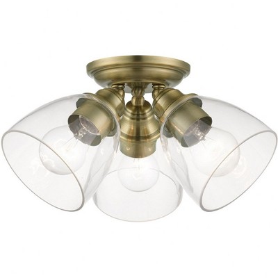 Montgomery Antique Brass Flush Mount with Hand-Blown Glass Shades