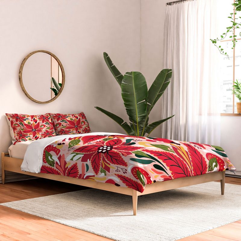 Avenie Abstract Floral Poinsettia Red Comforter + Pillow Sham(s) - Deny Designs, 2 of 4