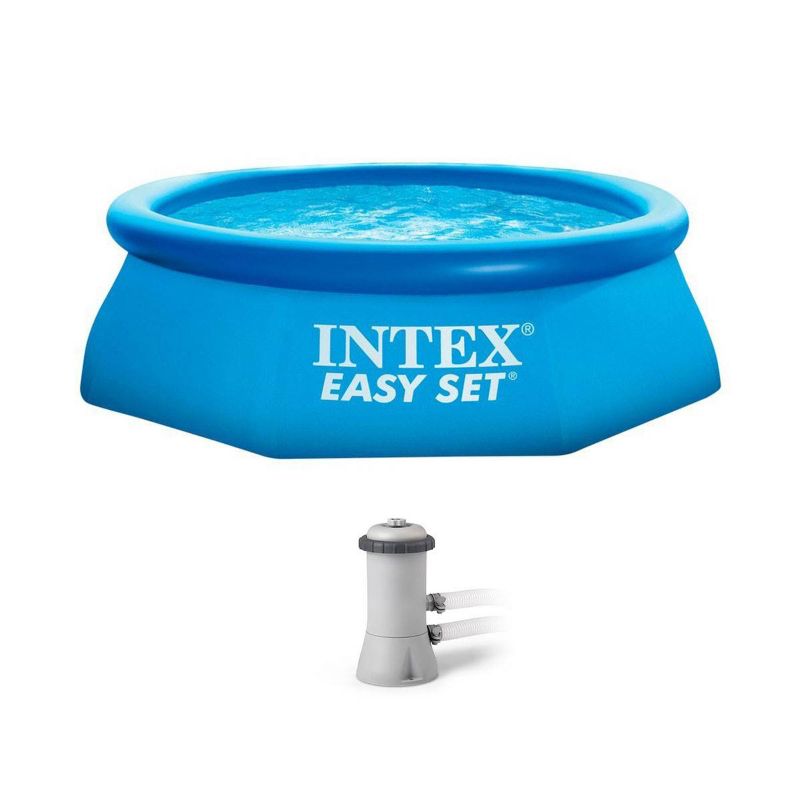 Intex 8ft x 30in Easy Set Inflatable Above Ground Polygonal Pool w/ Filter Pump, 1 of 7