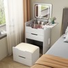 DOMETOUR Vanity Desk with Hidden Panel, Mirror with Lights, Charging Station, 3 Drawers, Compact Dressing Table with Hidden Stool - 3 of 4