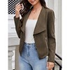 MISSKY Women's Fashion Faux Suede Jackets 2024 Clothes Lapel Long Sleeve Open Front Outerwear Cropped Coats - 4 of 4
