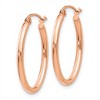 Black Bow Jewelry 2mm x 31mm Polished 14k Rose Gold Classic Oval Hoop Earrings - 2 of 4