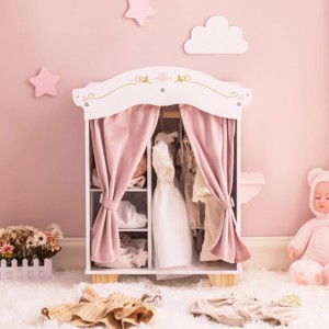 ROBOTIME Doll Furniture Closet, Doll House Accessories And Furniture, Wooden Dollhouse Furniture Set, Fits 18 Inch Doll , Pink, 9.4"*15"*19.7" - 1 of 4