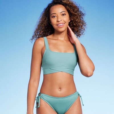 Women's Triangle Surplice Bralette Bikini Top - Shade & Shore™ Dark Green D/dd  Cup : Target