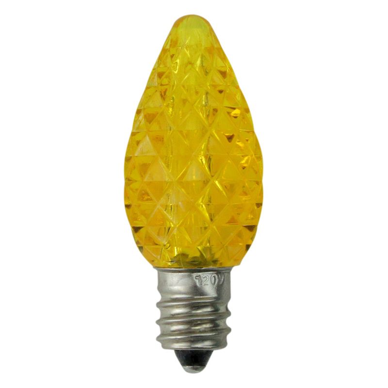 Northlight Pack of 25 Faceted LED C7 Yellow Christmas Replacement Bulbs, 1 of 3