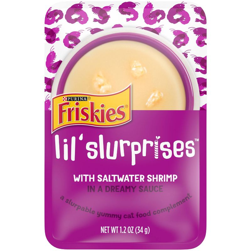 Friskies Lil&#39; Slurprises Compliments Saltwater Shrimp Wet Cat Food - 1.2oz, 1 of 10