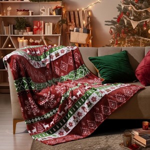 Lomsoe Christmas Throw Blanket, Soft Cozy Red Xmas Prints Theme Home Decor Flannel Blanket for Bed, Sofa, Couch and Gift. - 1 of 4