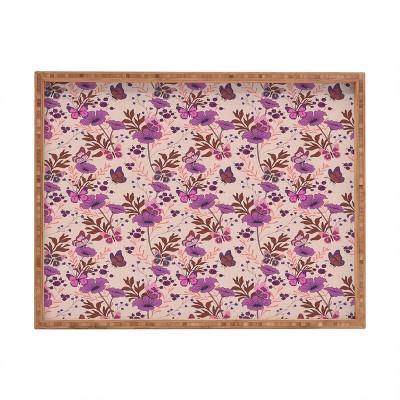 Schatzi Brown Free spirit Butterfly Ivory Rectangular Tray - Deny Designs