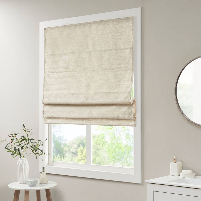 Aberdeen Printed Faux Silk Room Darkening Cordless Roman Blinds and Shade Ivory, 3 of 11