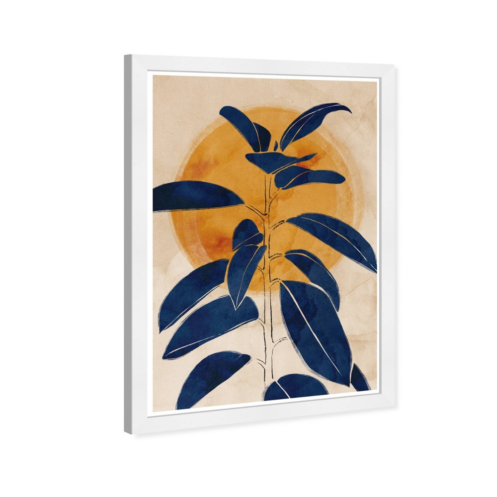 Photos - Other interior and decor 13" x 19" Blue Sprout Floral and Botanical Framed Wall Art Blue - Wynwood
