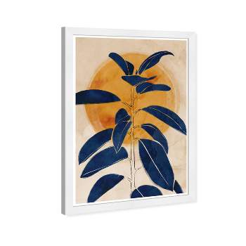 13" x 19" Blue Sprout Floral and Botanical Framed Wall Art Blue - Wynwood Studio