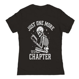 Rerun Island Women Just One More Chapter Skeleton Short Sleeve Graphic Cotton T-Shirt - 1 of 4