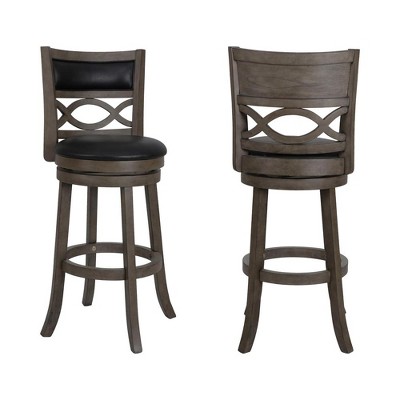 New Classic Furniture, New Classic Manchester Gray Wood Swivel Bar Stool with PU Seat (Set of 2), Gray